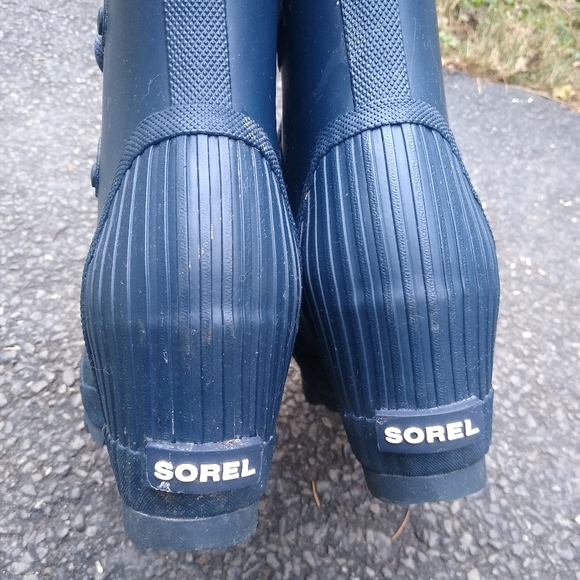 Sorel Joan Rain Wedge Booties Boots Blue Lace Up - Picture 4 of 10